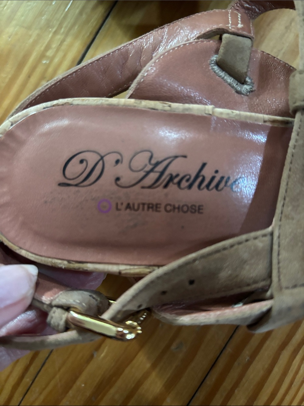 L’ AUTRE CHOSE T-Strap, Suede Block-Heel Sandals - Brown 40 - Picture 7 of 10